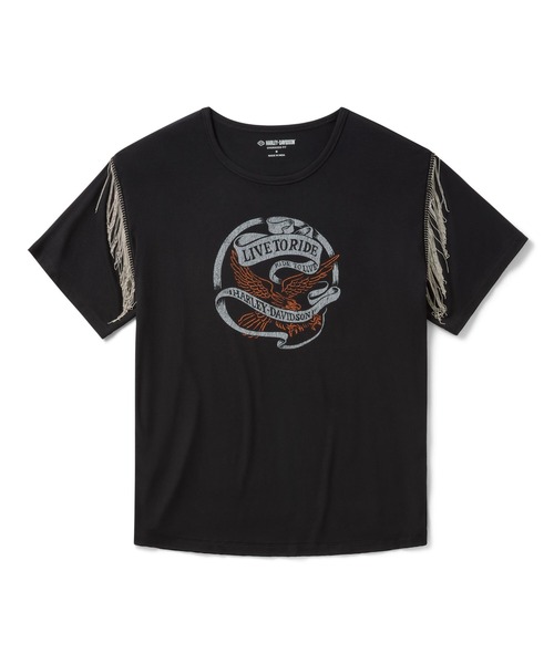 Harley-Davidson(ハーレーダビッドソン)の「ヴィンテージ・フリンジ・Live to Ride Tシャツ(Tシャツ/カットソー・レディース・ブラック系その他・SMALL/X-SMALL/MEDIUM)」の3枚目の写真