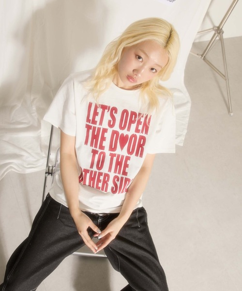 sedacle girl(セダクルガール)の「ラインストーンバイカラーT(Tシャツ/カットソー・レディース・ブラック/オフホワイト/レモンイエロー/ボルドー/ネイビー/ドット/ピンク・FREE/SMALL)」の11枚目の写真