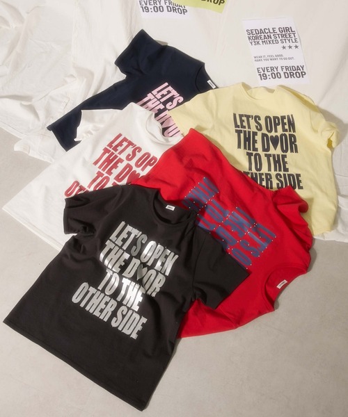 sedacle girl(セダクルガール)の「ラインストーンバイカラーT(Tシャツ/カットソー・レディース・ブラック/オフホワイト/レモンイエロー/ボルドー/ネイビー/ドット/ピンク・FREE/SMALL)」の9枚目の写真