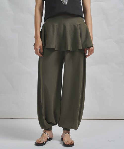 Whim Gazette(ウィムガゼット)の「【GEMINI】レイヤードニットパンツ(その他パンツ・レディース・カーキ/ブラック・FREE)」の2枚目の写真