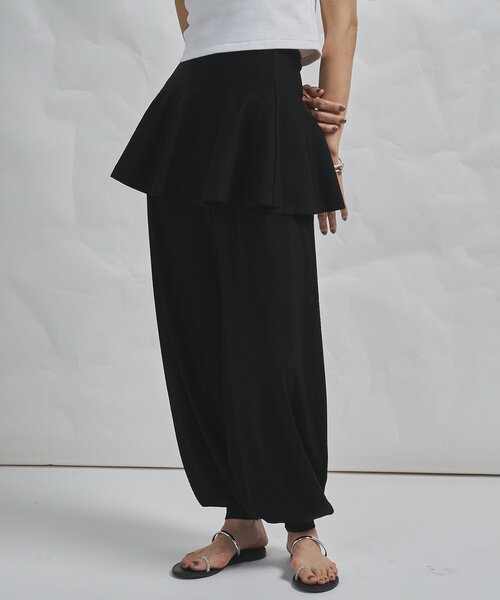 Whim Gazette(ウィムガゼット)の「【GEMINI】レイヤードニットパンツ(その他パンツ・レディース・カーキ/ブラック・FREE)」の1枚目の写真