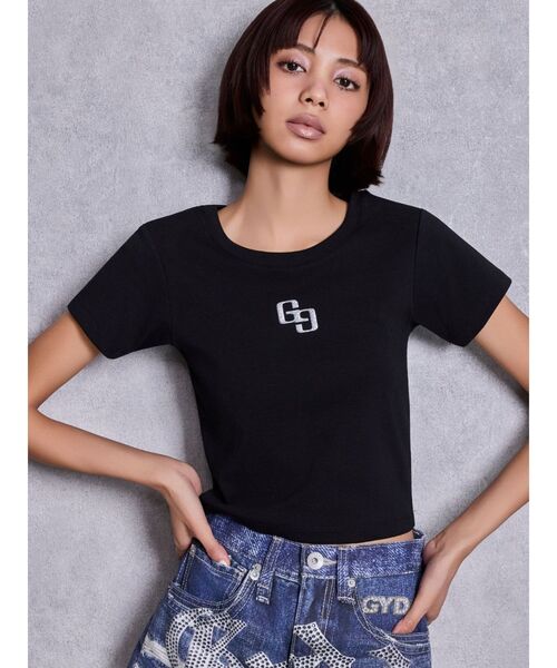 GYDA(ジェイダ)の「GLITTER GG Tシャツ(Tシャツ/カットソー・レディース・ミント/ピンク/オレンジ/ブラック/オフホワイト・FREE)」の2枚目の写真