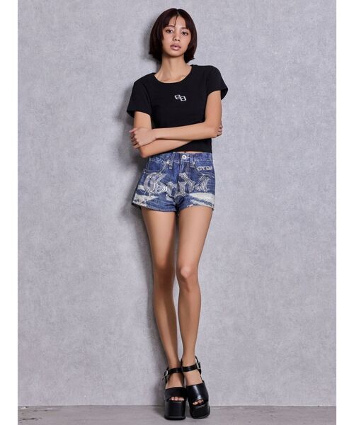 GYDA(ジェイダ)の「GLITTER GG Tシャツ(Tシャツ/カットソー・レディース・ミント/ピンク/オレンジ/ブラック/オフホワイト・FREE)」の8枚目の写真