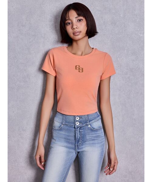 GYDA(ジェイダ)の「GLITTER GG Tシャツ(Tシャツ/カットソー・レディース・ミント/ピンク/オレンジ/ブラック/オフホワイト・FREE)」の10枚目の写真