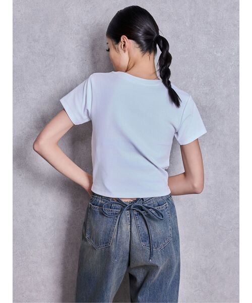 GYDA(ジェイダ)の「GLITTER GG Tシャツ(Tシャツ/カットソー・レディース・ミント/ピンク/オレンジ/ブラック/オフホワイト・FREE)」の15枚目の写真