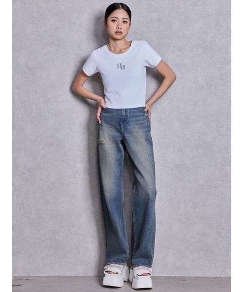 GYDA(ジェイダ)の「GLITTER GG Tシャツ(Tシャツ/カットソー・レディース・ミント/ピンク/オレンジ/ブラック/オフホワイト・FREE)」の16枚目の写真