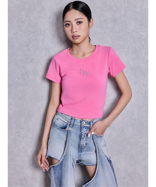 GYDA(ジェイダ)の「GLITTER GG Tシャツ(Tシャツ/カットソー・レディース・ミント/ピンク/オレンジ/ブラック/オフホワイト・FREE)」の18枚目の写真