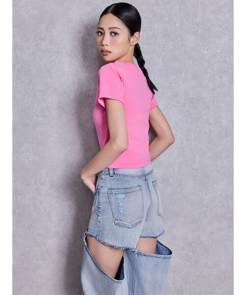 GYDA(ジェイダ)の「GLITTER GG Tシャツ(Tシャツ/カットソー・レディース・ミント/ピンク/オレンジ/ブラック/オフホワイト・FREE)」の19枚目の写真