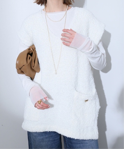 SLOBE IENA（スローブイエナ）の「《追加6》レイヤードスリーブロンTEE（Tシャツ/カットソー・レディース・ブラック系その他/アイボリー/ホワイト・FREE）」の6枚目の写真