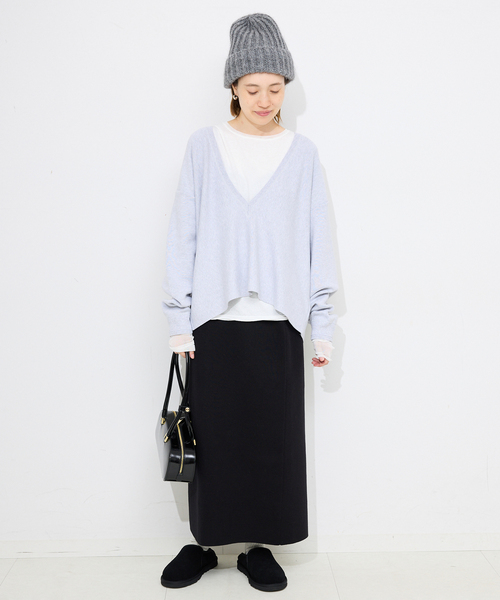 SLOBE IENA（スローブイエナ）の「《追加6》レイヤードスリーブロンTEE（Tシャツ/カットソー・レディース・ブラック系その他/アイボリー/ホワイト・FREE）」の8枚目の写真