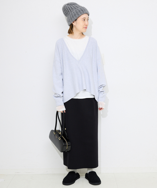 SLOBE IENA（スローブイエナ）の「《追加6》レイヤードスリーブロンTEE（Tシャツ/カットソー・レディース・ブラック系その他/アイボリー/ホワイト・FREE）」の9枚目の写真