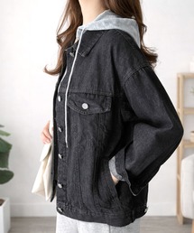 Amulet | カジュアルに羽織れるこなれ感スタイル！ フード付きデニムライクジャケット(デニムジャケット)