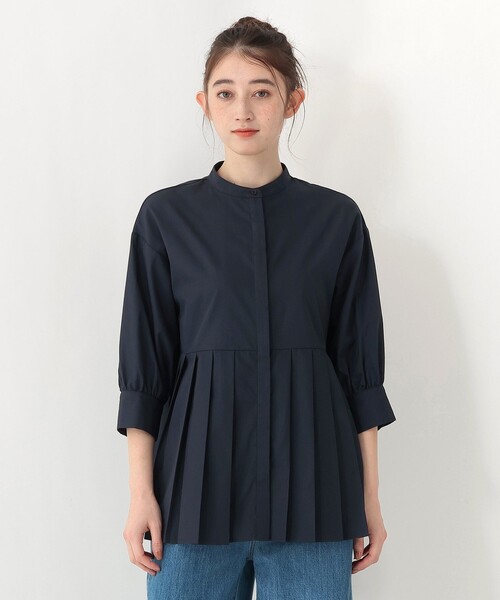 Afternoon Tea(アフタヌーンティー)の「ブロードプリーツブラウス(シャツ/ブラウス・レディース・ライトブルー/ネイビー・MEDIUM)」の2枚目の写真