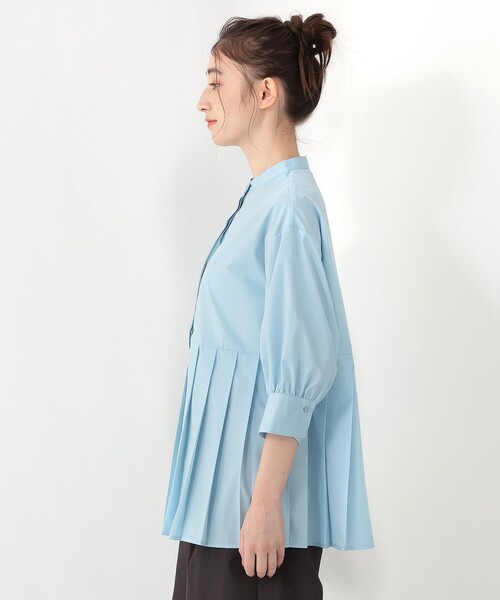 Afternoon Tea(アフタヌーンティー)の「ブロードプリーツブラウス(シャツ/ブラウス・レディース・ライトブルー/ネイビー・MEDIUM)」の4枚目の写真