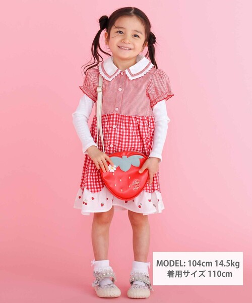 SLAP SLIP（スラップスリップ）の「【お揃い】ティアード襟付きチェック柄ワンピース(80~130cm)（ワンピース・キッズ・レッド系その他/ブルー系その他・110cm/100cm/90cm/80ｃｍ/120cm/130cm）」の3枚目の写真