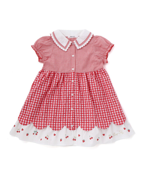 SLAP SLIP（スラップスリップ）の「【お揃い】ティアード襟付きチェック柄ワンピース(80~130cm)（ワンピース・キッズ・レッド系その他/ブルー系その他・110cm/100cm/90cm/80ｃｍ/120cm/130cm）」の6枚目の写真