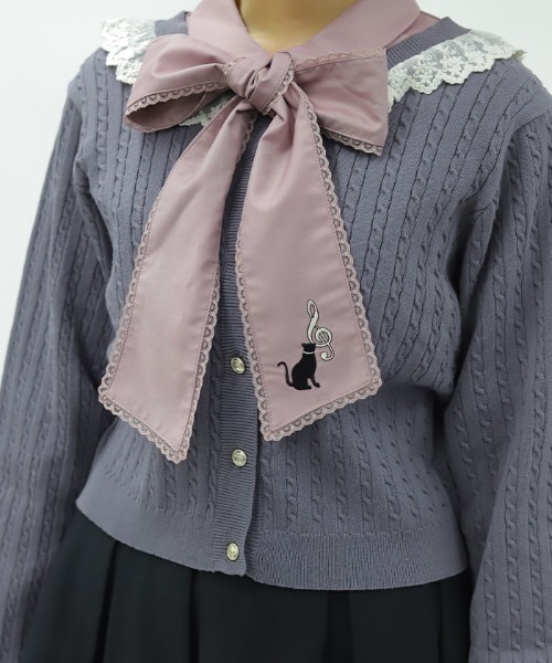 axes femme POETIQUE(アクシーズファムポエティック)の「ネコ×音符刺繍ブラウス(シャツ/ブラウス・レディース・ピンク/ホワイト・MEDIUM)」の9枚目の写真