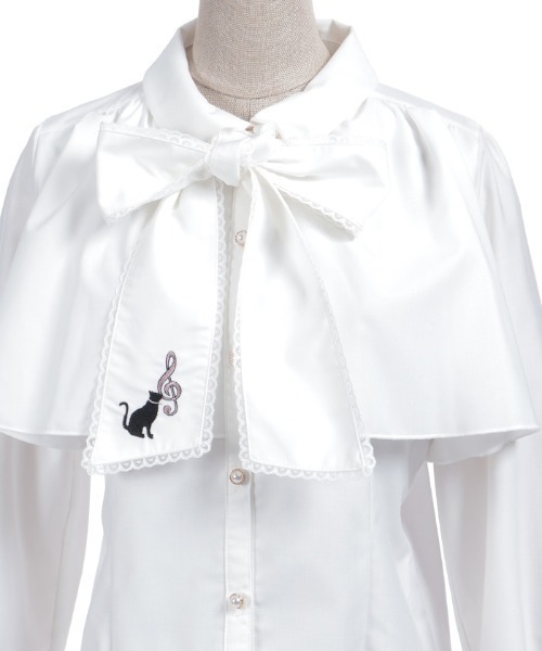 axes femme POETIQUE(アクシーズファムポエティック)の「ネコ×音符刺繍ブラウス(シャツ/ブラウス・レディース・ピンク/ホワイト・MEDIUM)」の16枚目の写真