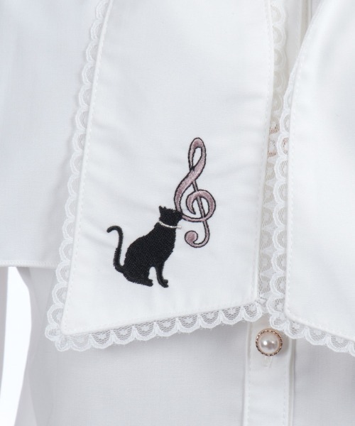 axes femme POETIQUE(アクシーズファムポエティック)の「ネコ×音符刺繍ブラウス(シャツ/ブラウス・レディース・ピンク/ホワイト・MEDIUM)」の18枚目の写真