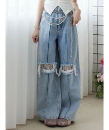 EATME | ダメージレースデニムパンツ(デニムパンツ)