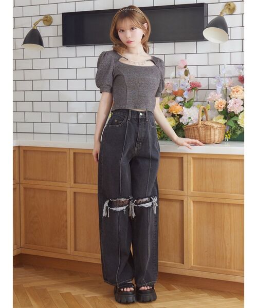 EATME（イートミー）の「ダメージレースデニムパンツ（デニムパンツ・レディース・ライトブルー/ブラック・MEDIUM/SMALL）」の14枚目の写真