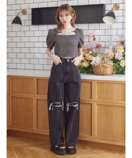 EATME（イートミー）の「ダメージレースデニムパンツ（デニムパンツ・レディース・ライトブルー/ブラック・MEDIUM/SMALL）」の16枚目の写真
