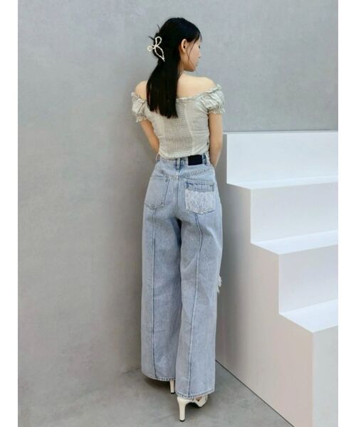 EATME(イートミー)の「ダメージレースデニムパンツ(デニムパンツ・レディース・ライトブルー/ブラック・MEDIUM/SMALL)」の11枚目の写真
