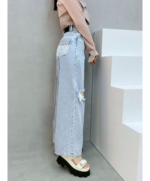 EATME(イートミー)の「ダメージレースデニムパンツ(デニムパンツ・レディース・ライトブルー/ブラック・MEDIUM/SMALL)」の13枚目の写真