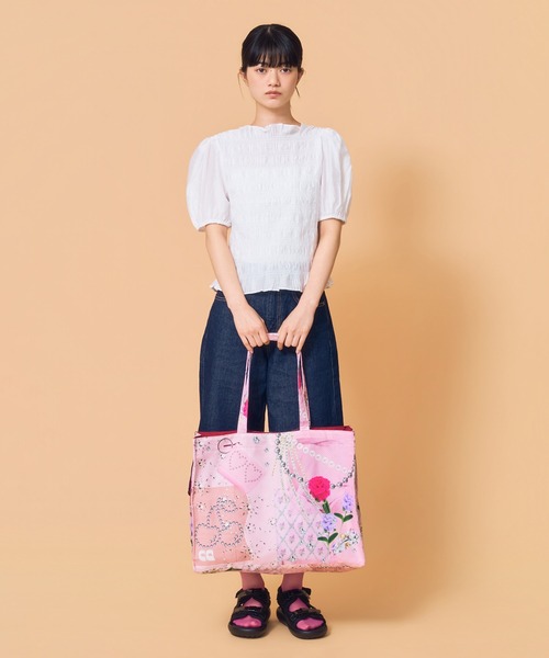 Casselini（キャセリーニ）の「Casselini(キャセリーニ)コラージュプリントトート（トートバッグ・レディース・ブラック/ブルー/ピンク・FREE）」の14枚目の写真