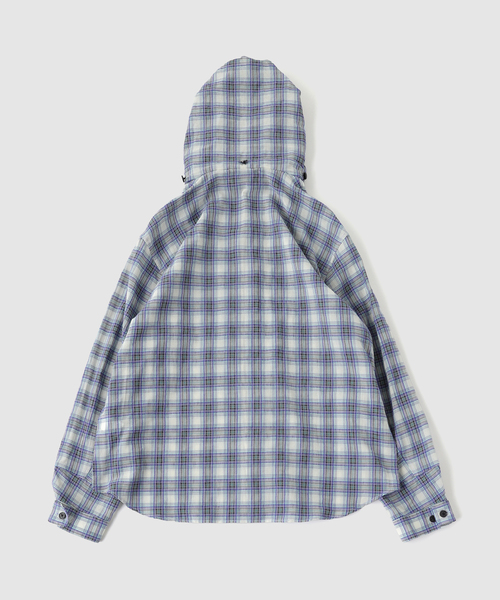 DAIRIKU（ダイリク）の「DAIRIKU / ダイリク Cotton Check Hoodie Work Shirt（シャツ/ブラウス・メンズ・ブルー系その他・LARGE/MEDIUM）」の2枚目の写真