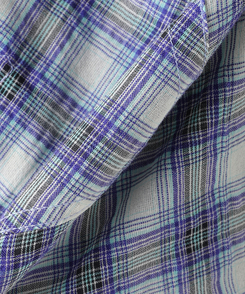 DAIRIKU（ダイリク）の「DAIRIKU / ダイリク Cotton Check Hoodie Work Shirt（シャツ/ブラウス・メンズ・ブルー系その他・LARGE/MEDIUM）」の3枚目の写真