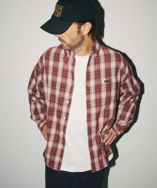 WMC（ダブリューエムシー）の「ペインティングフランネルチェックシャツ_RED（シャツ/ブラウス・メンズ・レッド・L/XL/M）」の3枚目の写真