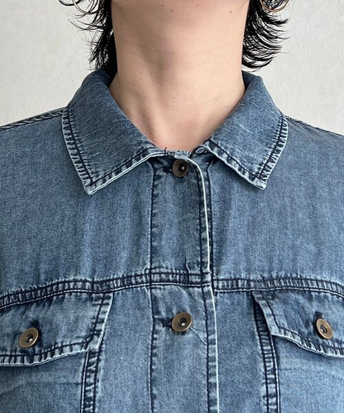 un dix cors（アンディコール）の「パウダーデニムジャケット（ブルゾン・レディース・グレー/サックスブルー/インディゴブルー・FREE）」の7枚目の写真