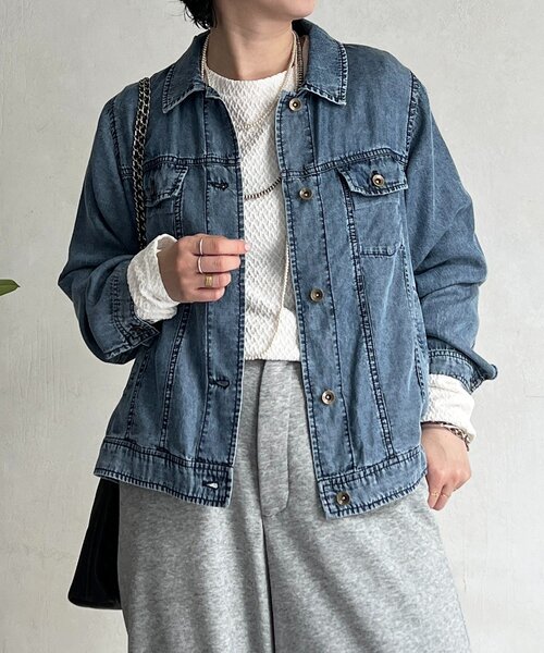 un dix cors（アンディコール）の「パウダーデニムジャケット（ブルゾン・レディース・グレー/サックスブルー/インディゴブルー・FREE）」の10枚目の写真