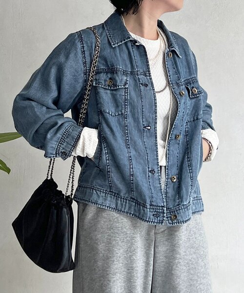 un dix cors（アンディコール）の「パウダーデニムジャケット（ブルゾン・レディース・グレー/サックスブルー/インディゴブルー・FREE）」の11枚目の写真