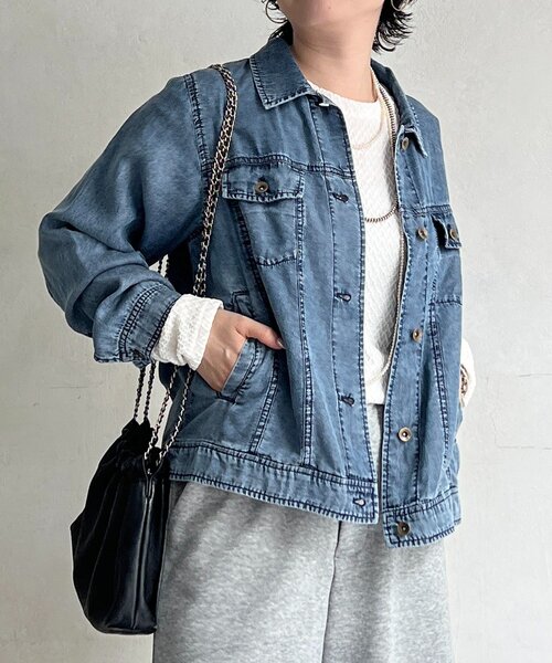 un dix cors（アンディコール）の「パウダーデニムジャケット（ブルゾン・レディース・グレー/サックスブルー/インディゴブルー・FREE）」の12枚目の写真