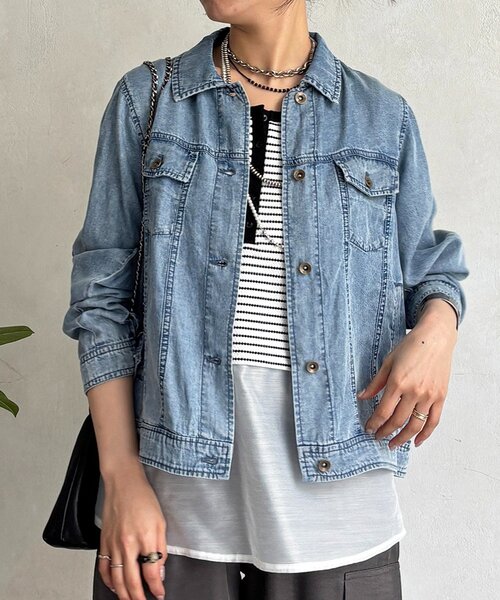 un dix cors（アンディコール）の「パウダーデニムジャケット（ブルゾン・レディース・グレー/サックスブルー/インディゴブルー・FREE）」の13枚目の写真