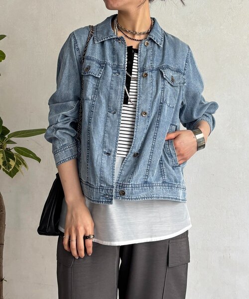 un dix cors（アンディコール）の「パウダーデニムジャケット（ブルゾン・レディース・グレー/サックスブルー/インディゴブルー・FREE）」の16枚目の写真