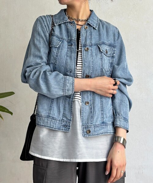 un dix cors（アンディコール）の「パウダーデニムジャケット（ブルゾン・レディース・グレー/サックスブルー/インディゴブルー・FREE）」の19枚目の写真