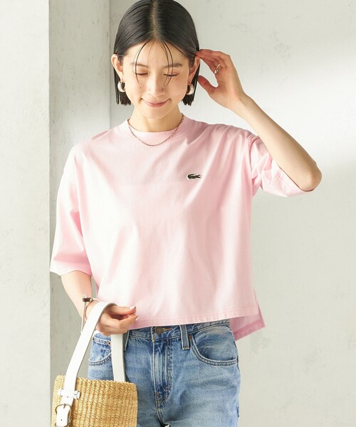 LACOSTE（ラコステ）の「【SHIPS別注】LACOSTE:〈手洗い可能〉五分袖 TEE（Tシャツ/カットソー・レディース・ホワイト/ブラック/ブラウン/ピンク・SMALL/MEDIUM）」の12枚目の写真
