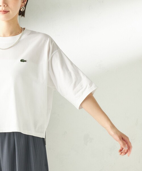 LACOSTE（ラコステ）の「【SHIPS別注】LACOSTE:〈手洗い可能〉五分袖 TEE（Tシャツ/カットソー・レディース・ホワイト/ブラック/ブラウン/ピンク・SMALL/MEDIUM）」の9枚目の写真