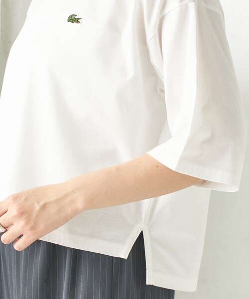 LACOSTE（ラコステ）の「【SHIPS別注】LACOSTE:〈手洗い可能〉五分袖 TEE（Tシャツ/カットソー・レディース・ホワイト/ブラック/ブラウン/ピンク・SMALL/MEDIUM）」の10枚目の写真