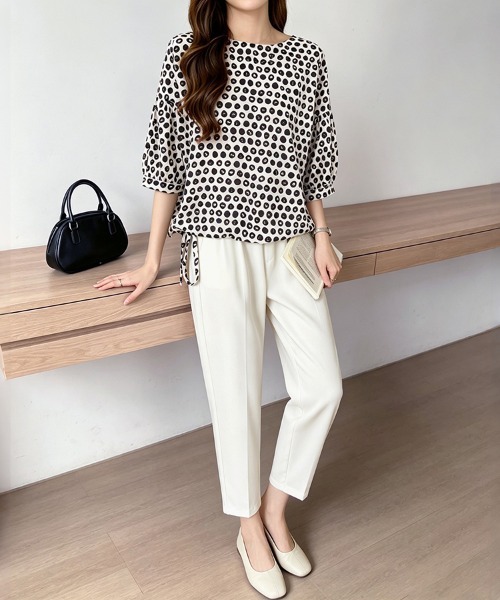ONEP STAR(ワンピスター)の「総柄デザインブラウス(シャツ/ブラウス・レディース・ネイビー/ミント/ベージュ・X-LARGE/LARGE/MEDIUM)」の18枚目の写真