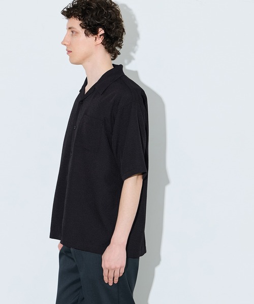coca(coca)(コカ)の「シアサッカー開襟半袖シャツ(シャツ/ブラウス・メンズ・ブラック/ネイビー・L/XL/M)」の4枚目の写真