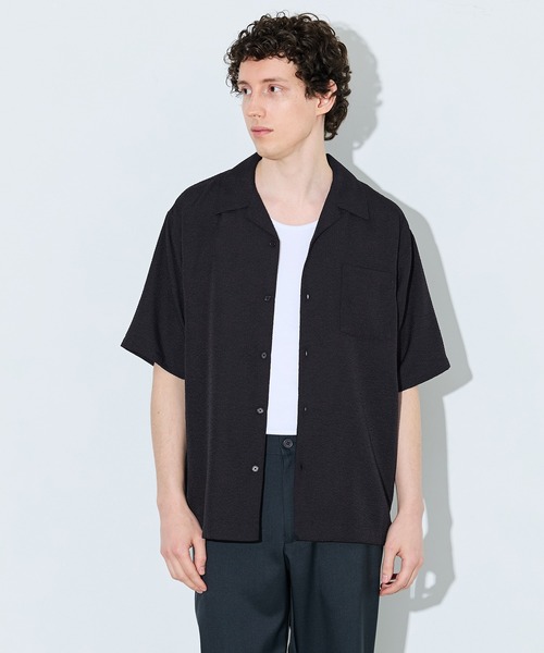 coca(coca)(コカ)の「シアサッカー開襟半袖シャツ(シャツ/ブラウス・メンズ・ブラック/ネイビー・L/XL/M)」の7枚目の写真