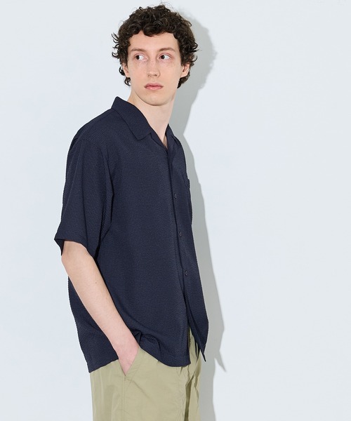 coca(coca)(コカ)の「シアサッカー開襟半袖シャツ(シャツ/ブラウス・メンズ・ブラック/ネイビー・L/XL/M)」の11枚目の写真