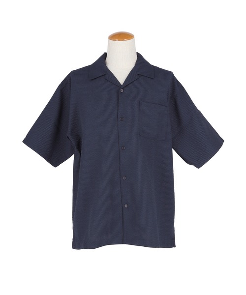 coca(coca)(コカ)の「シアサッカー開襟半袖シャツ(シャツ/ブラウス・メンズ・ブラック/ネイビー・L/XL/M)」の15枚目の写真