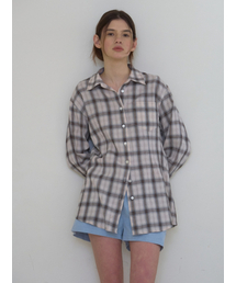 PEPLUM CHECK SHIRT BEIGE