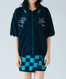 soduk | dog and cat bawling zip knit(ポロシャツ)
