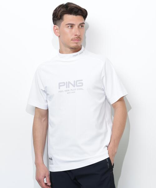 PING(ピン)の「【PING APPAREL】レイブロックエコマイクロカノコ半袖ハイネックシャツ <GOLD> (MENS)(Tシャツ/カットソー・メンズ・ホワイト/グレー/ブラック・L/M/LL1/LL/S)」の1枚目の写真